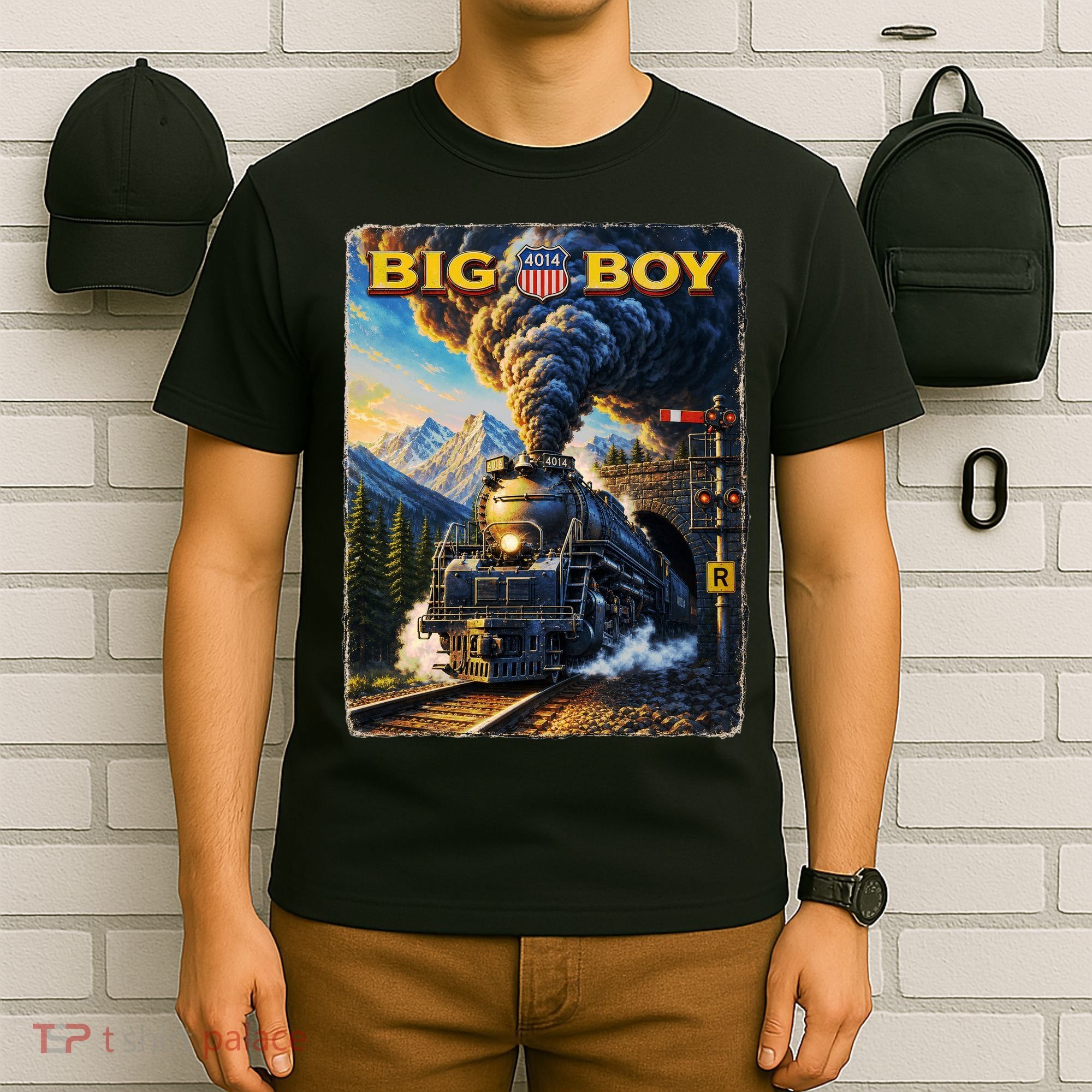 Big Boy 4014 Van Gogh Vintage Steam Locomotive T-Shirt