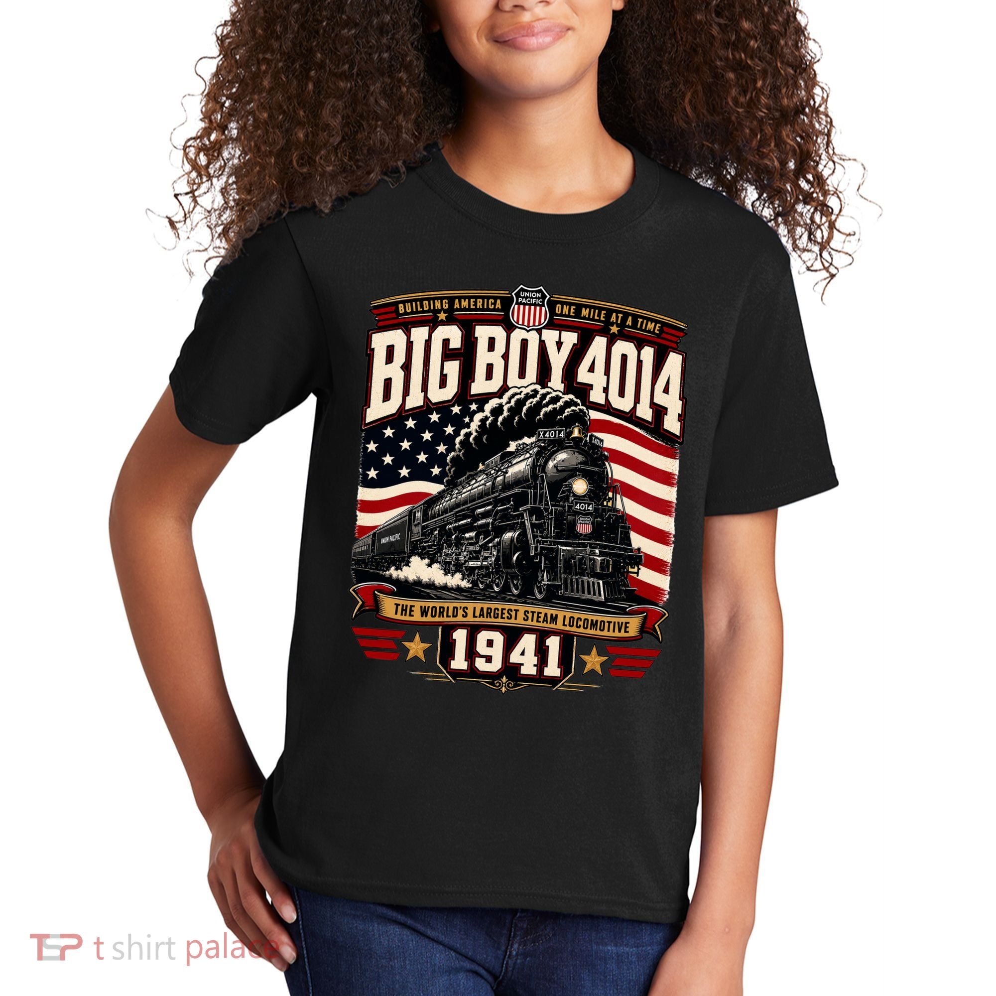 Big Boy 4014 Steam Engine Locomotive Train Railroad Kids T-Shirt