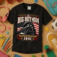 Big Boy 4014 Steam Engine Locomotive Train Railroad Kids T-Shirt thumb 3