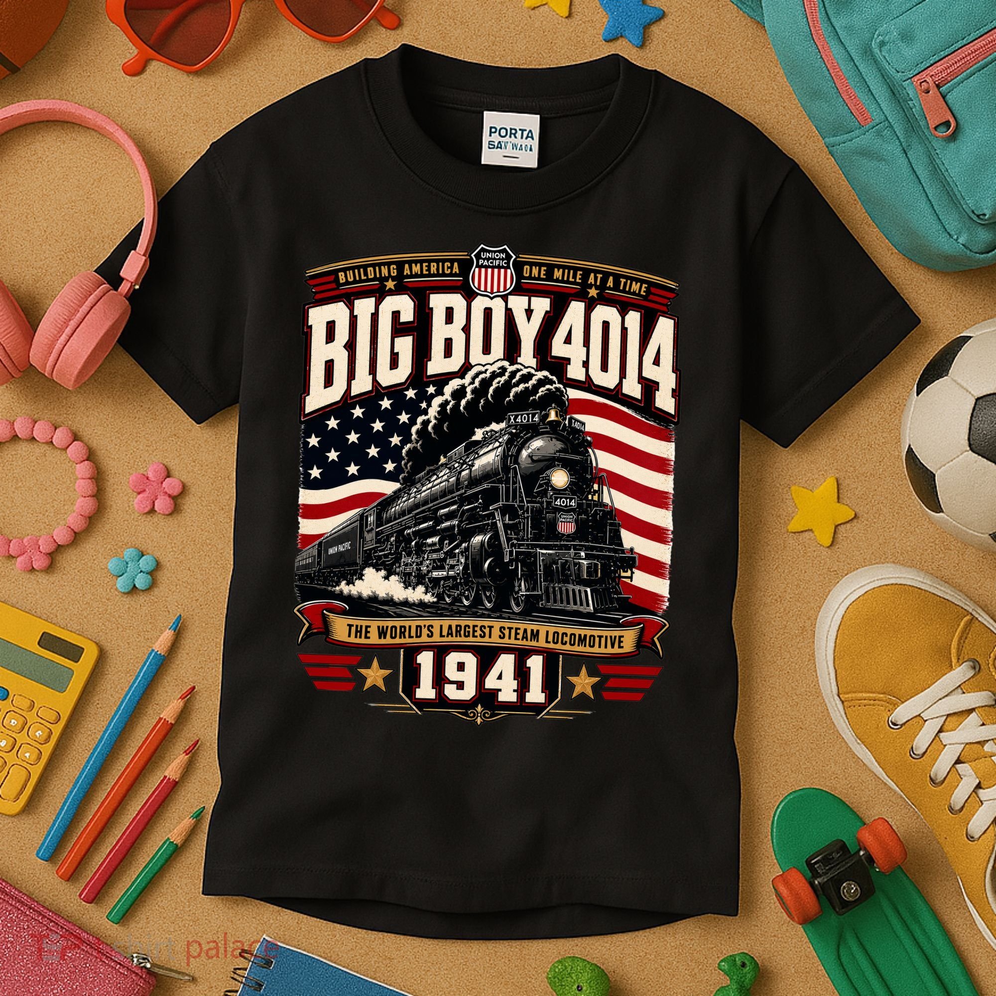 Big Boy 4014 Steam Engine Locomotive Train Railroad Kids T-Shirt