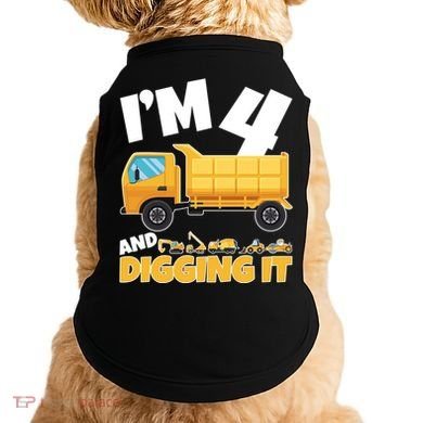 Birthday Boy 4 Construction Themed 4th Birthday 4 Years Old Doggie Tank