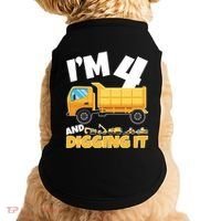 Birthday Boy 4 Construction Themed 4th Birthday 4 Years Old Doggie Tank thumb 0