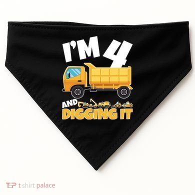 Birthday Boy 4 Construction Themed 4th Birthday 4 Years Old USA-Made Doggie Bandana
