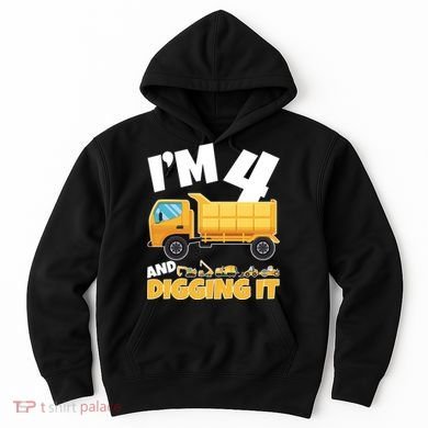 Birthday Boy 4 Construction Themed 4th Birthday 4 Years Old Hoodie