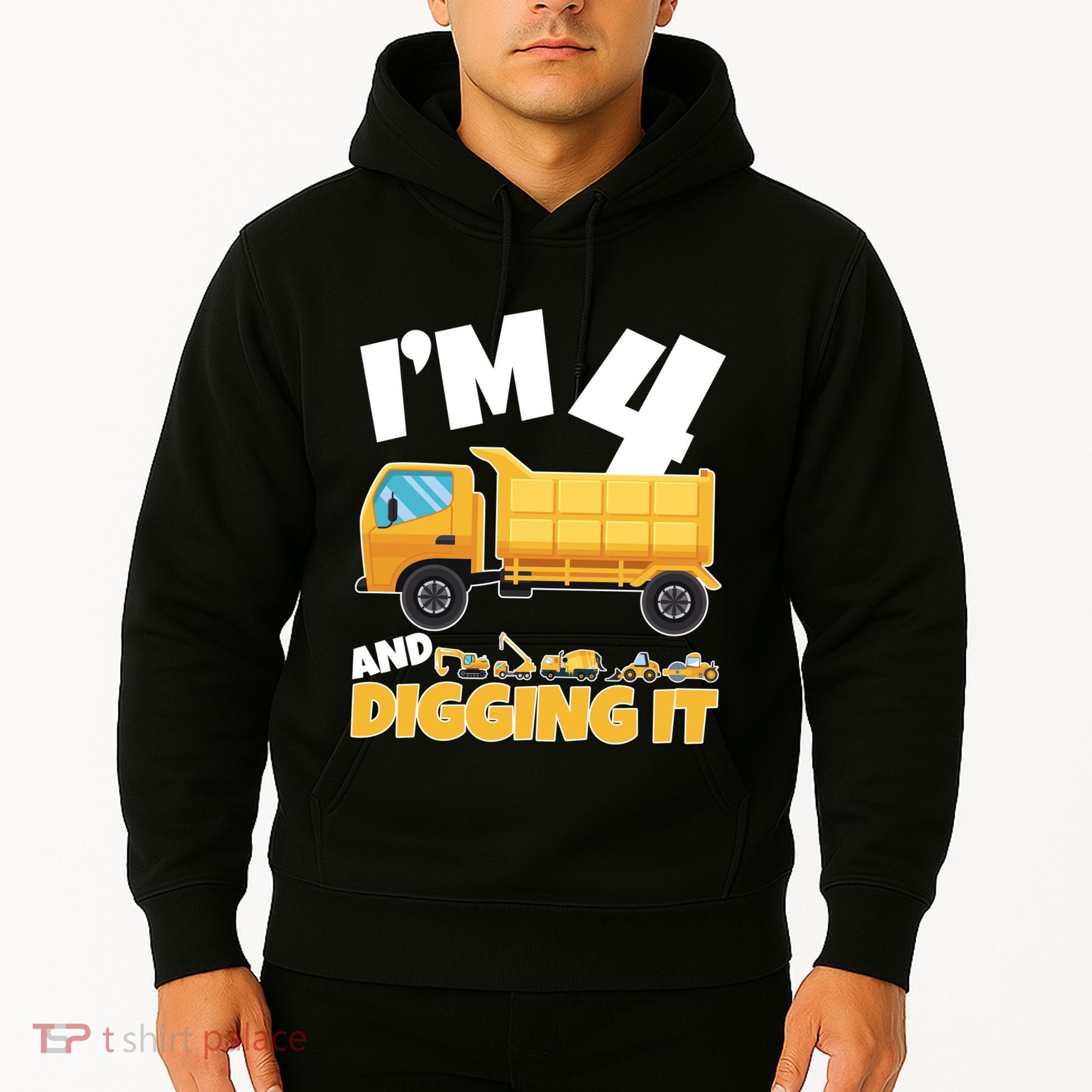 Birthday Boy 4 Construction Themed 4th Birthday 4 Years Old Hoodie