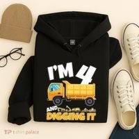 Birthday Boy 4 Construction Themed 4th Birthday 4 Years Old Hoodie thumb 4