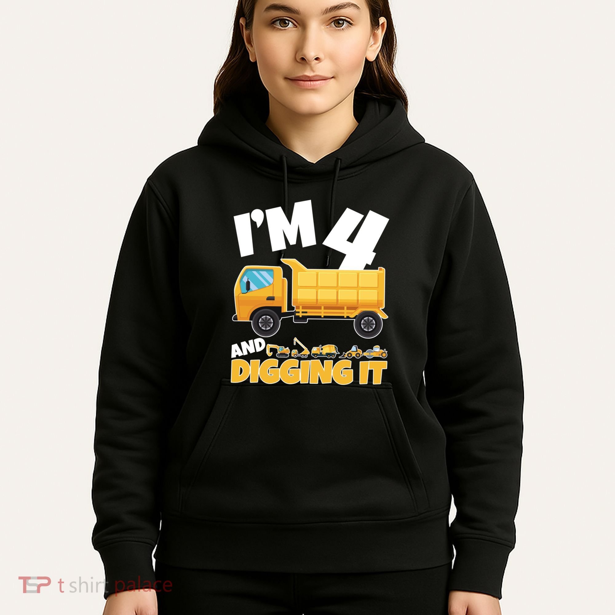 Birthday Boy 4 Construction Themed 4th Birthday 4 Years Old Hoodie
