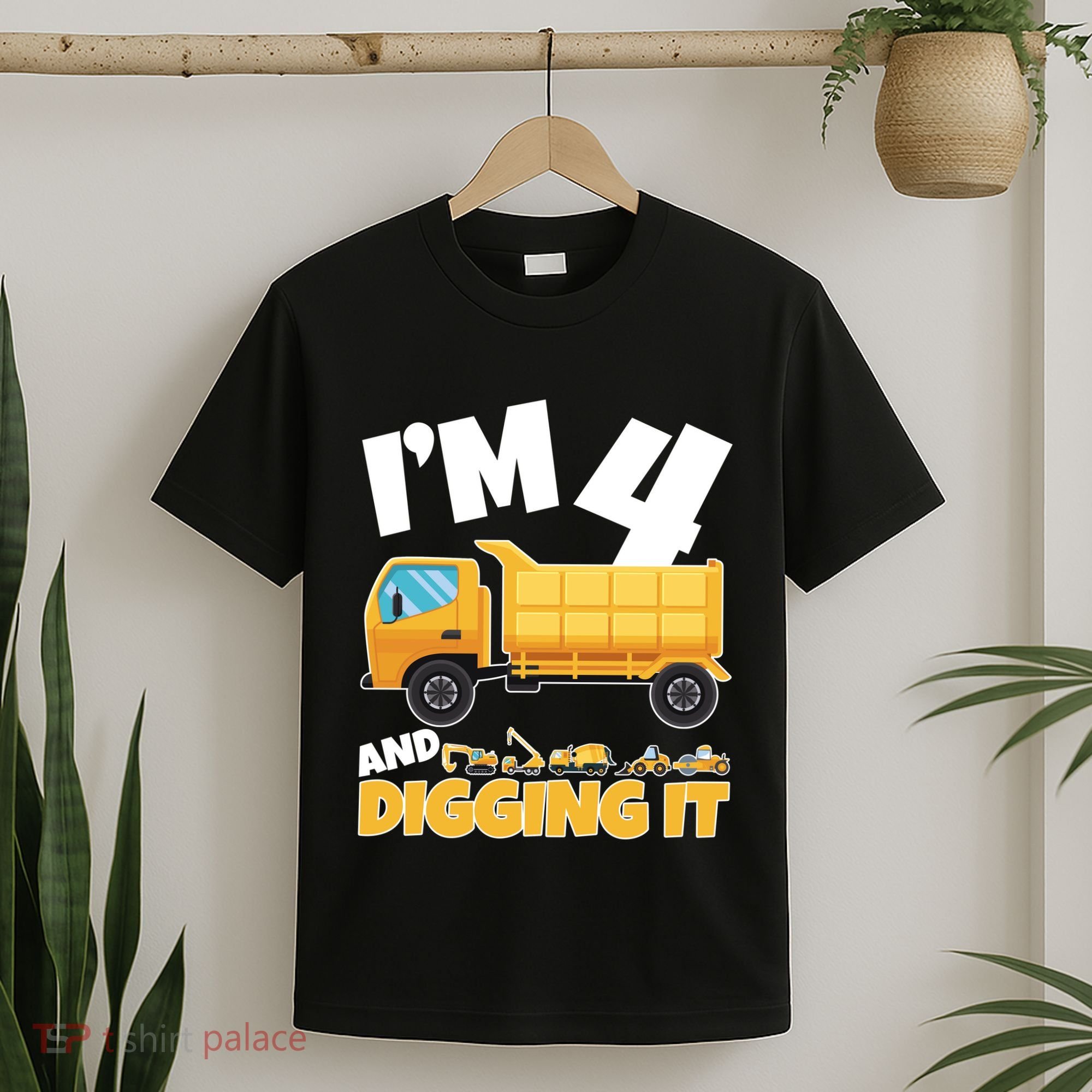 Birthday Boy 4 Construction Themed 4th Birthday 4 Years Old T-Shirt