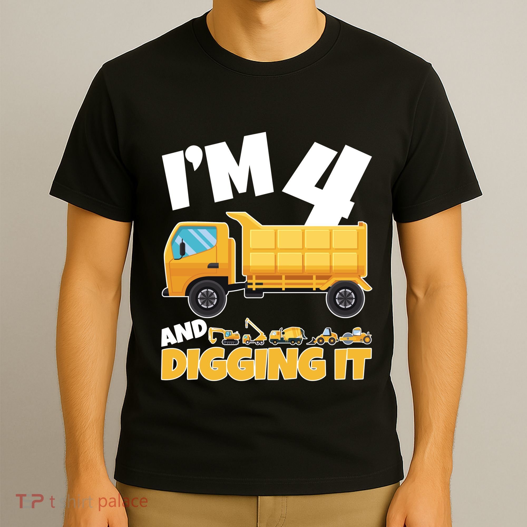 Birthday Boy 4 Construction Themed 4th Birthday 4 Years Old T-Shirt