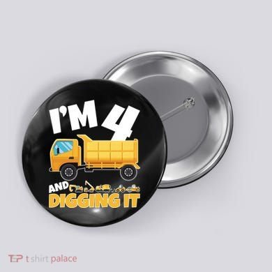 Birthday Boy 4 Construction Themed 4th Birthday 4 Years Old Button