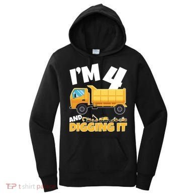 Birthday Boy 4 Construction Themed 4th Birthday 4 Years Old Women's Hoodie