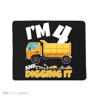 Birthday Boy 4 Construction Themed 4th Birthday 4 Years Old Mousepad