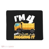 Birthday Boy 4 Construction Themed 4th Birthday 4 Years Old Mousepad thumb 0