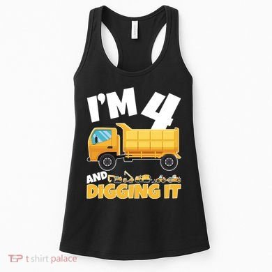 Birthday Boy 4 Construction Themed 4th Birthday 4 Years Old Women's Tank Top