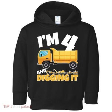 Birthday Boy 4 Construction Themed 4th Birthday 4 Years Old Toddler Hoodie