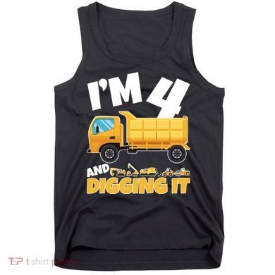 Birthday Boy 4 Construction Themed 4th Birthday 4 Years Old Tank Top