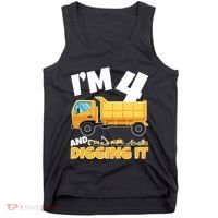 Birthday Boy 4 Construction Themed 4th Birthday 4 Years Old Tank Top thumb 0