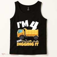 Birthday Boy 4 Construction Themed 4th Birthday 4 Years Old Tank Top thumb 2