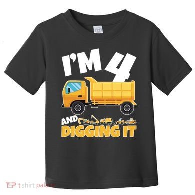 Birthday Boy 4 Construction Themed 4th Birthday 4 Years Old Toddler T-Shirt