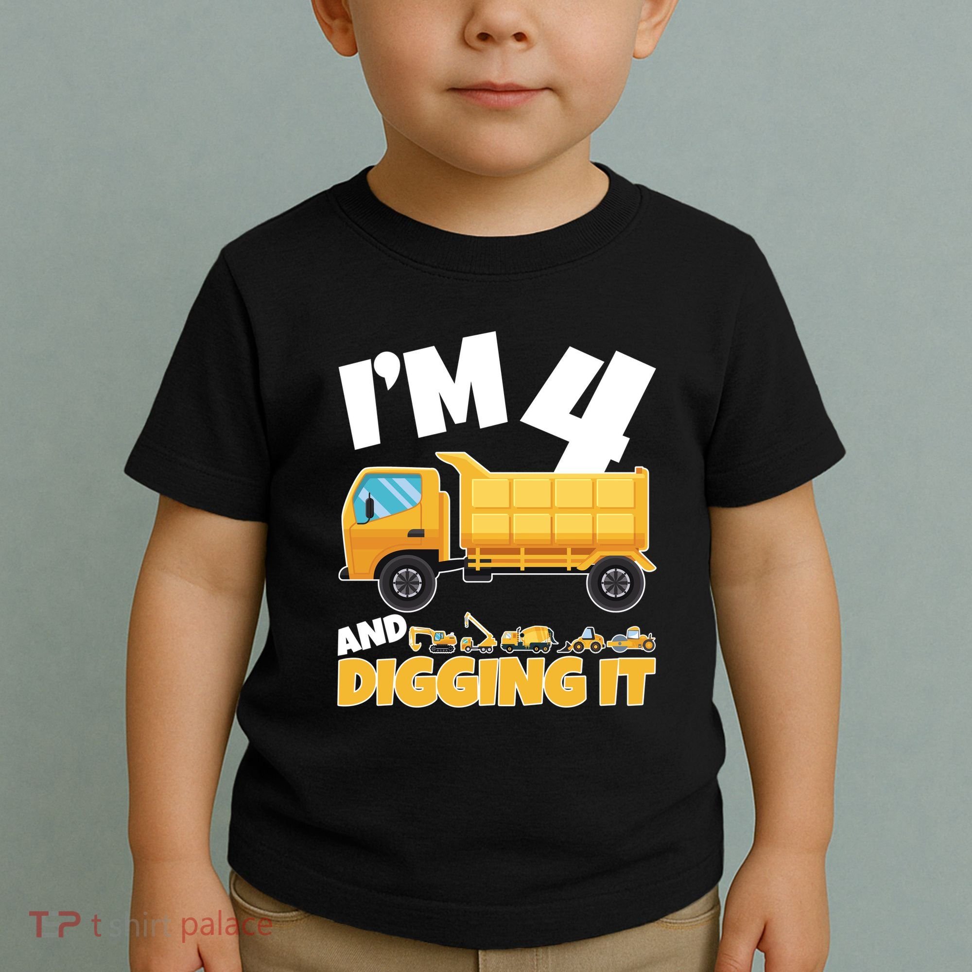 Birthday Boy 4 Construction Themed 4th Birthday 4 Years Old Toddler T-Shirt