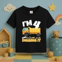 Birthday Boy 4 Construction Themed 4th Birthday 4 Years Old Toddler T-Shirt thumb 3