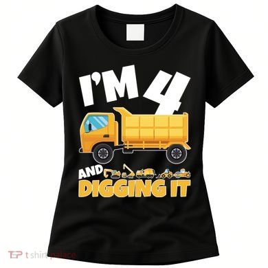 Birthday Boy 4 Construction Themed 4th Birthday 4 Years Old Women's T-Shirt
