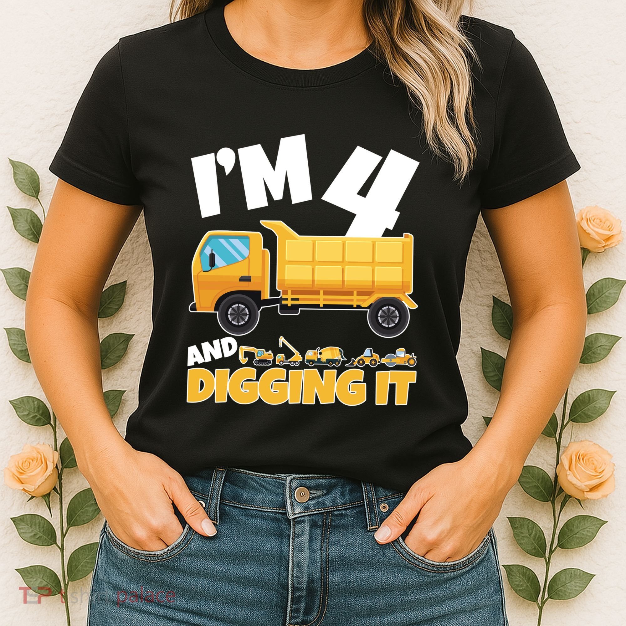 Birthday Boy 4 Construction Themed 4th Birthday 4 Years Old Women's T-Shirt