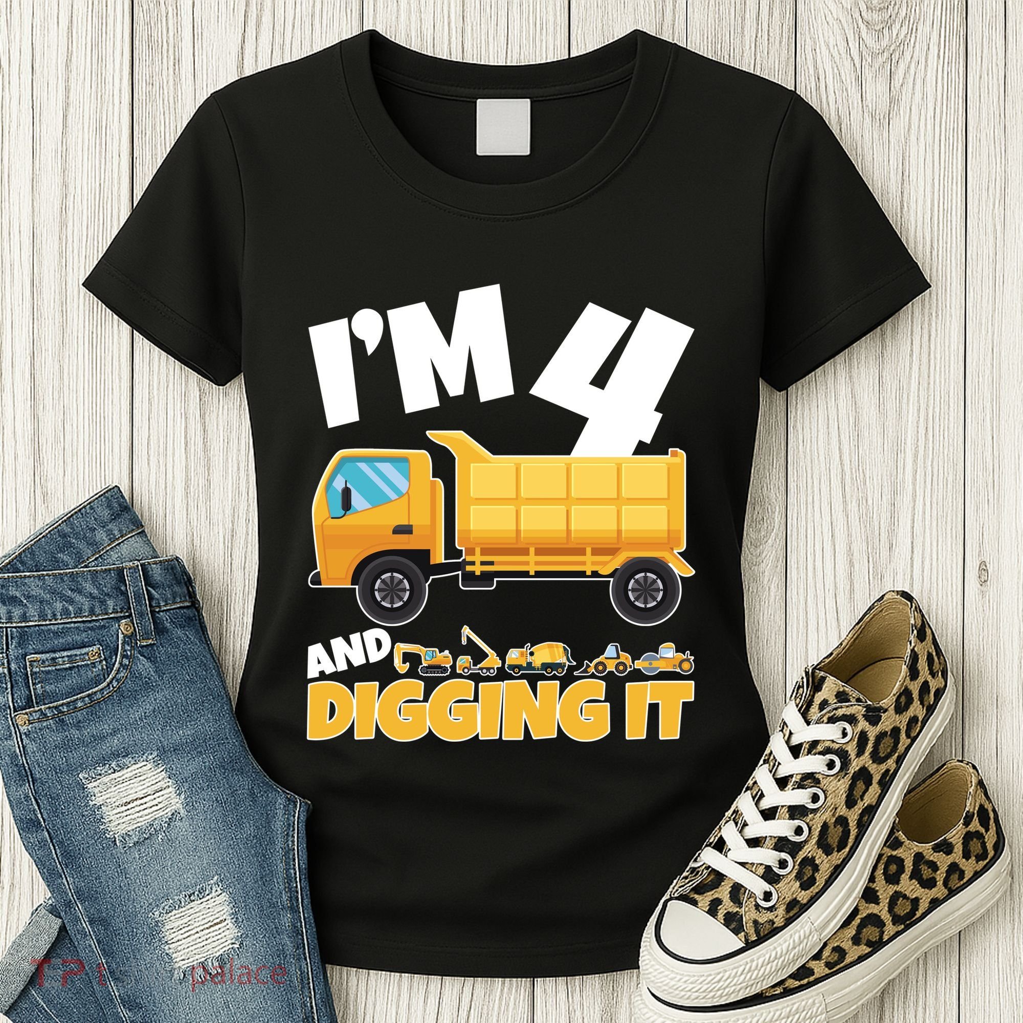 Birthday Boy 4 Construction Themed 4th Birthday 4 Years Old Women's T-Shirt