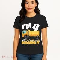 Birthday Boy 4 Construction Themed 4th Birthday 4 Years Old Women's T-Shirt thumb 4