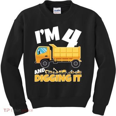 Birthday Boy 4 Construction Themed 4th Birthday 4 Years Old Kids Sweatshirt