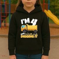 Birthday Boy 4 Construction Themed 4th Birthday 4 Years Old Kids Hoodie thumb 3