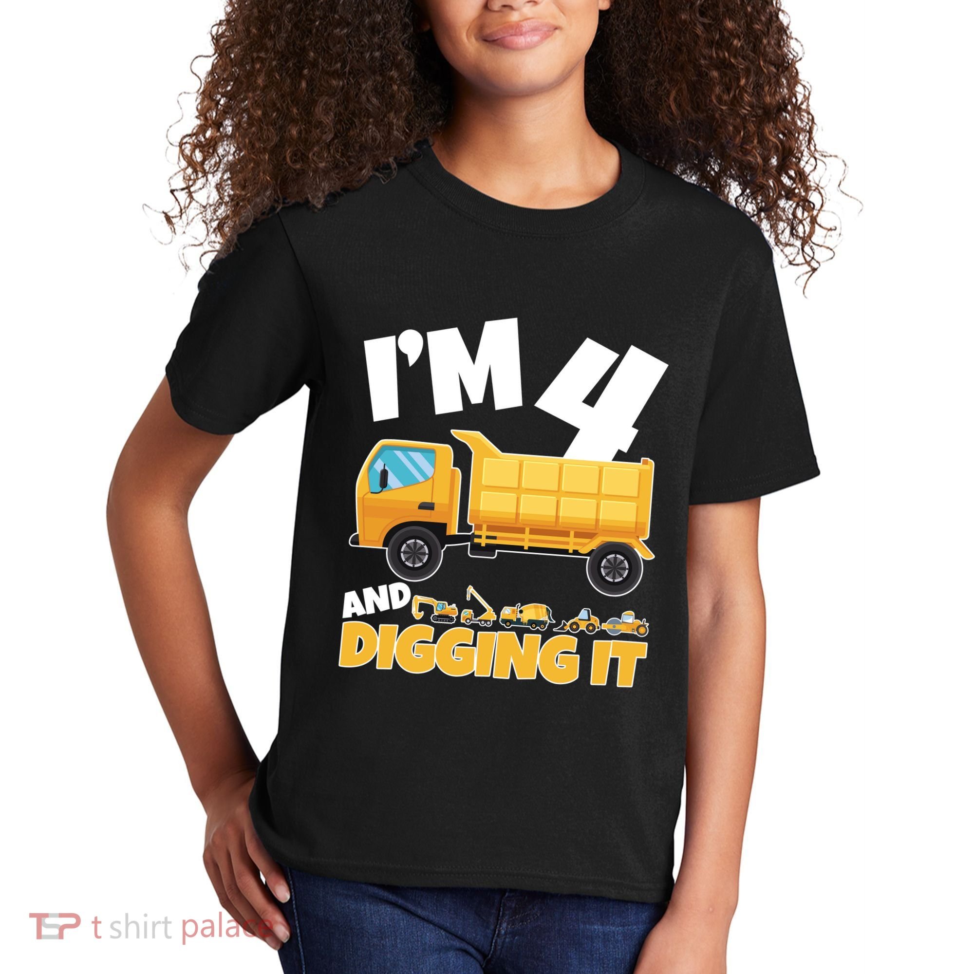 Birthday Boy 4 Construction Themed 4th Birthday 4 Years Old Kids T-Shirt