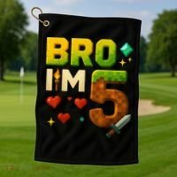 Birthday Boy 5th Birthday Bro I'M 5 Year Old Gamer Pixel Golf Towel thumb 1