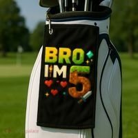 Birthday Boy 5th Birthday Bro I'M 5 Year Old Gamer Pixel Golf Towel thumb 2
