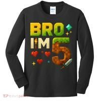 Birthday Boy 5th Birthday Bro I'M 5 Year Old Gamer Pixel Kids Long Sleeve Shirt thumb 0