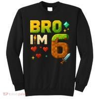Birthday Boy 6th Birthday Bro I'M 6 Year Old Gamer Pixel Sweatshirt thumb 0