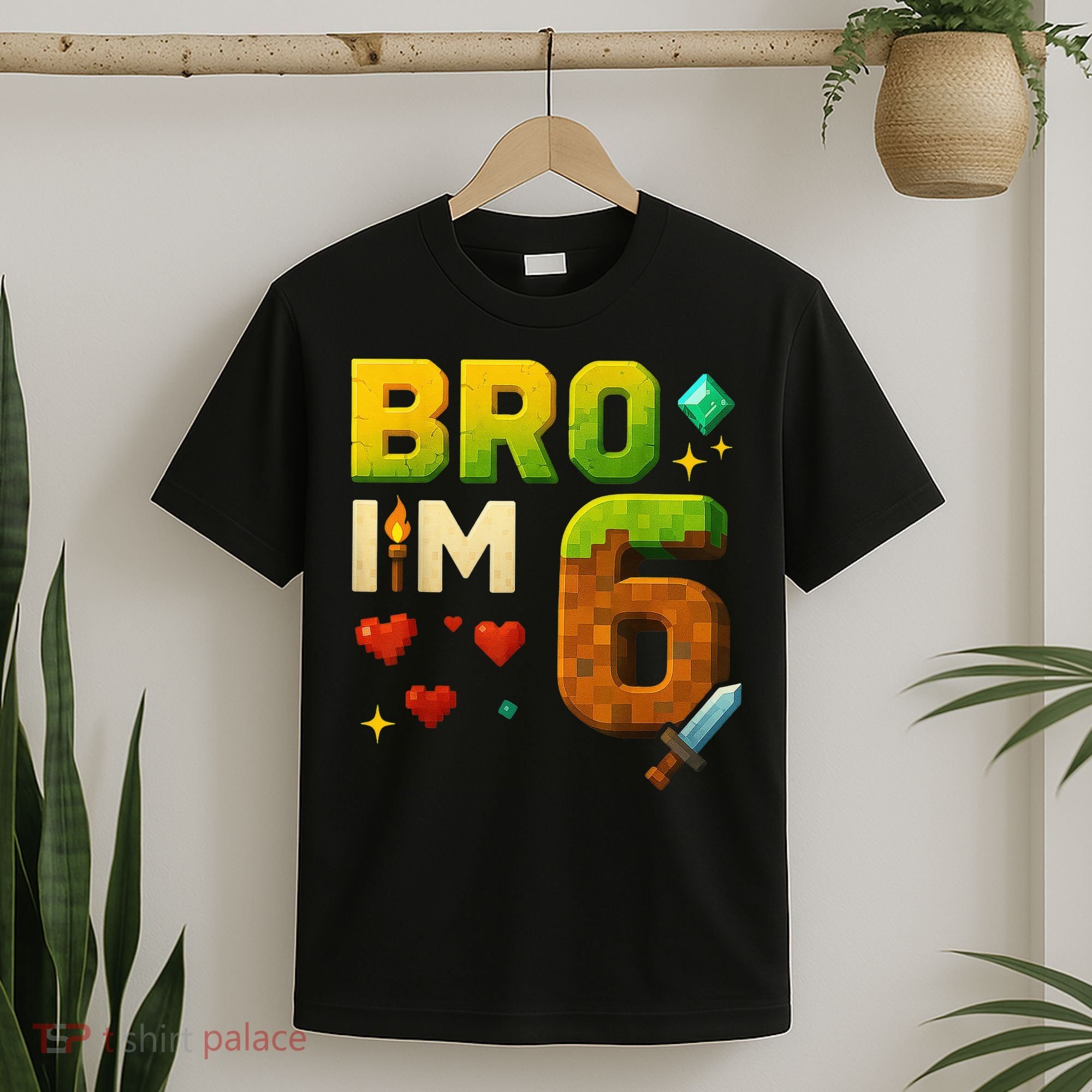 Birthday Boy 6th Birthday Bro I'M 6 Year Old Gamer Pixel T-Shirt