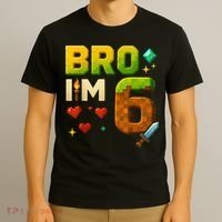 Birthday Boy 6th Birthday Bro I'M 6 Year Old Gamer Pixel T-Shirt thumb 3