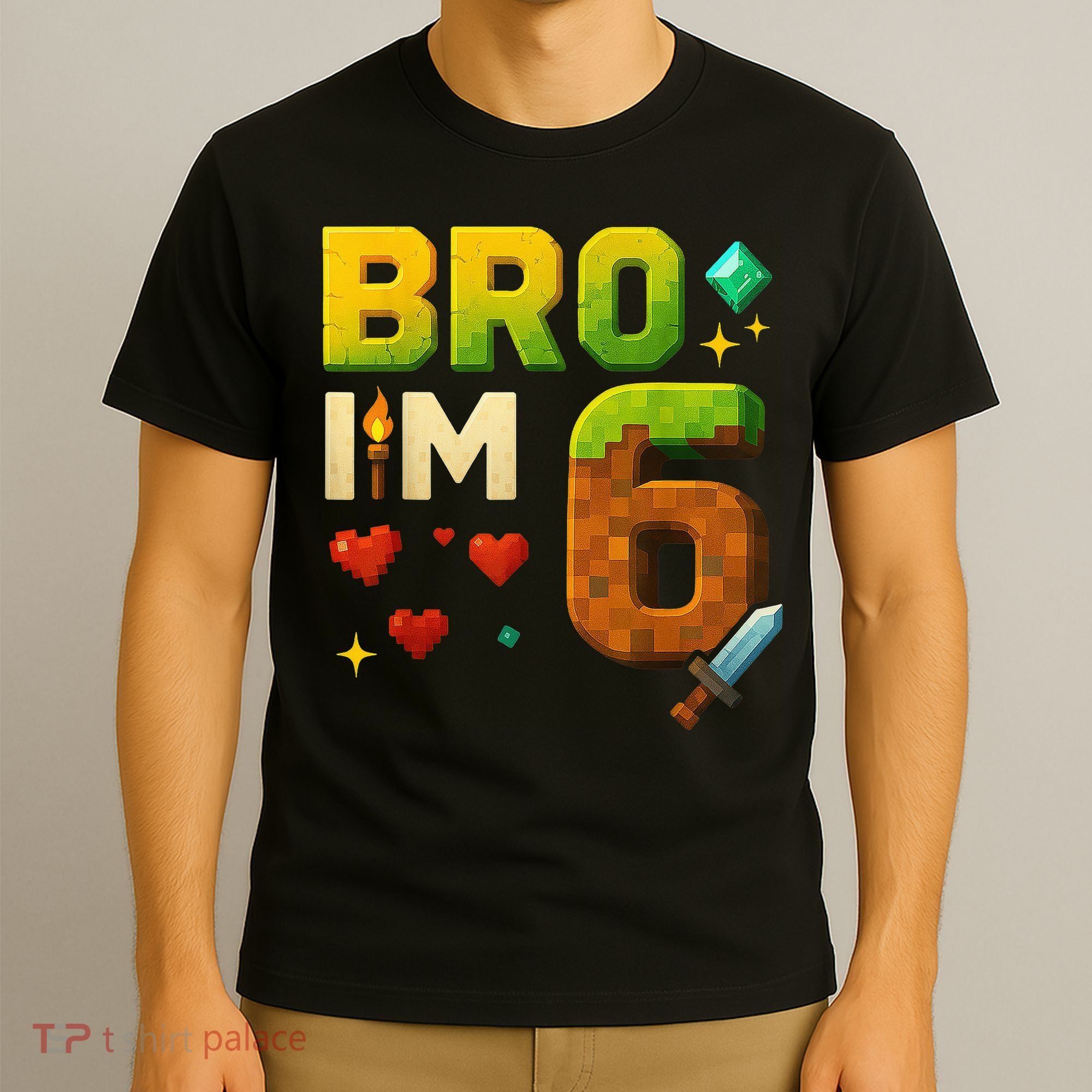 Birthday Boy 6th Birthday Bro I'M 6 Year Old Gamer Pixel T-Shirt