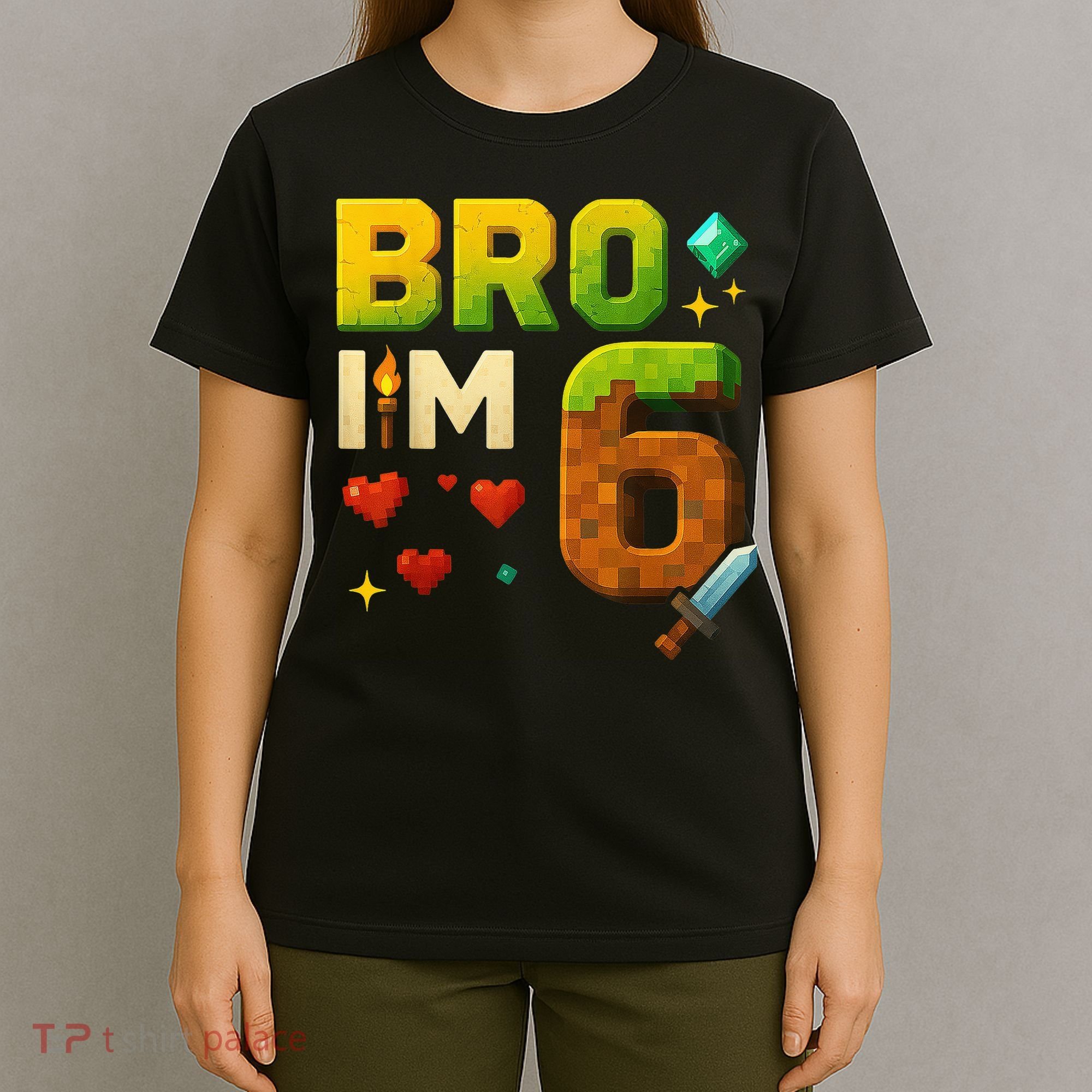Birthday Boy 6th Birthday Bro I'M 6 Year Old Gamer Pixel T-Shirt