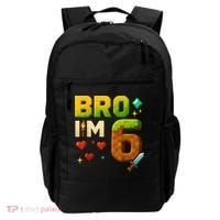 Birthday Boy 6th Birthday Bro I'M 6 Year Old Gamer Pixel Backpack thumb 0