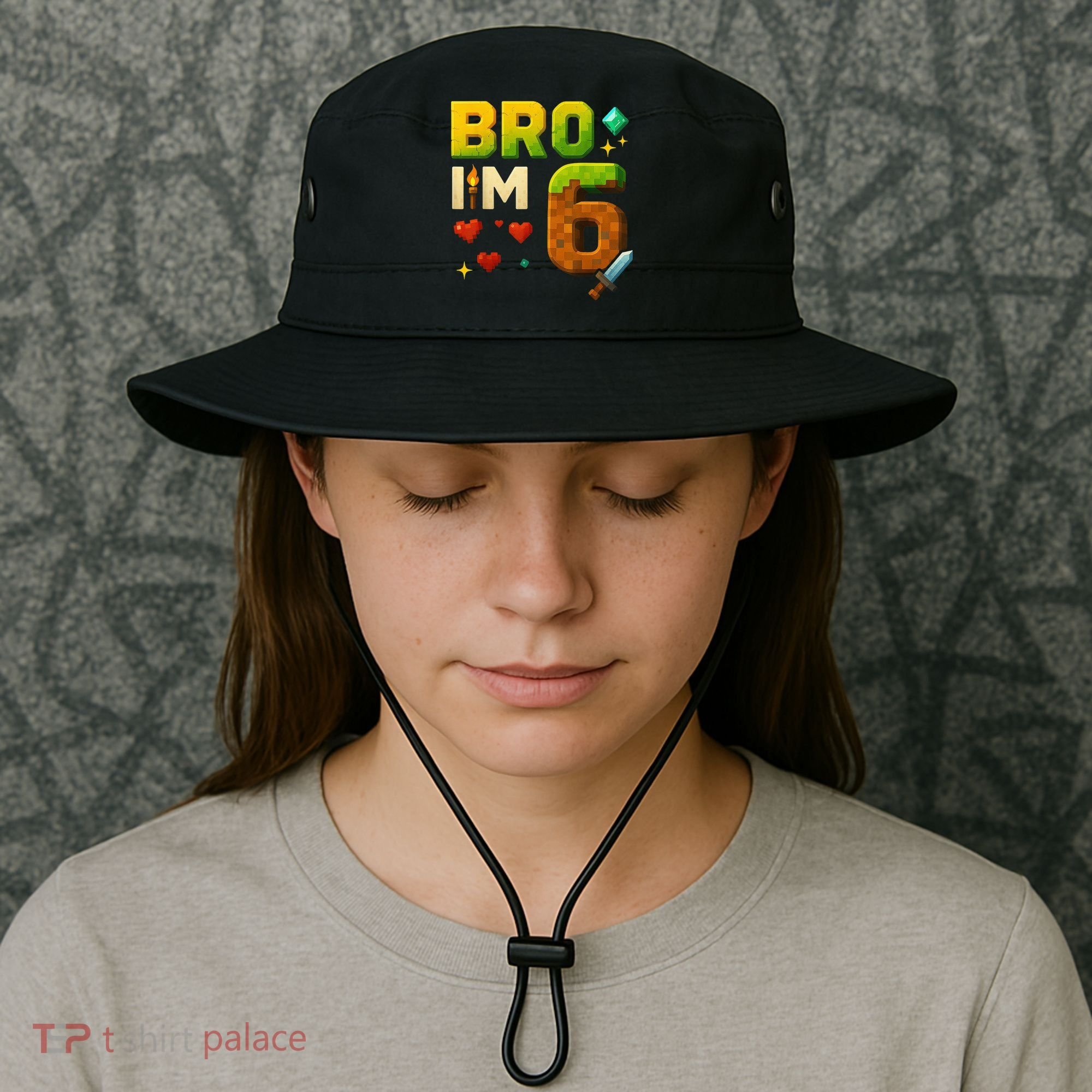 Birthday Boy 6th Birthday Bro I'M 6 Year Old Gamer Pixel Bucket Hat