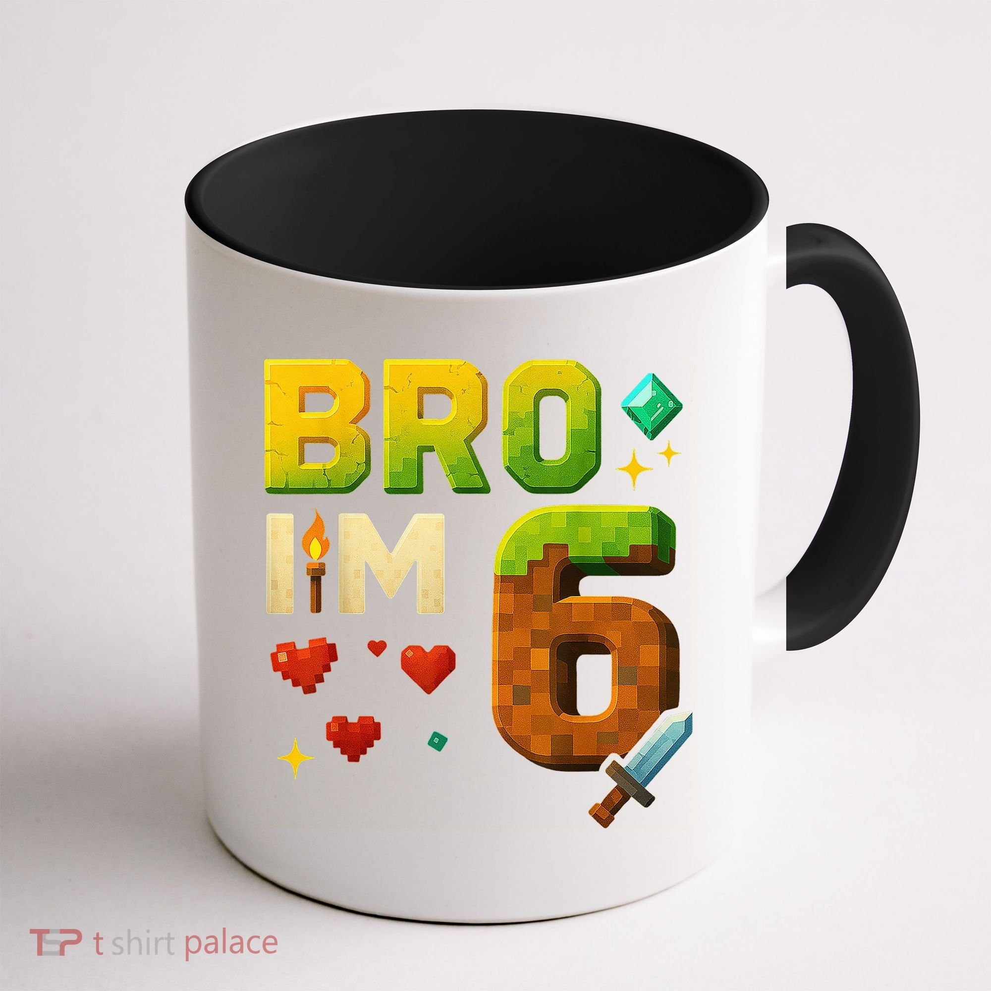 Birthday Boy 6th Birthday Bro I'M 6 Year Old Gamer Pixel Coffee Mug
