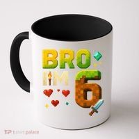 Birthday Boy 6th Birthday Bro I'M 6 Year Old Gamer Pixel Coffee Mug thumb 0
