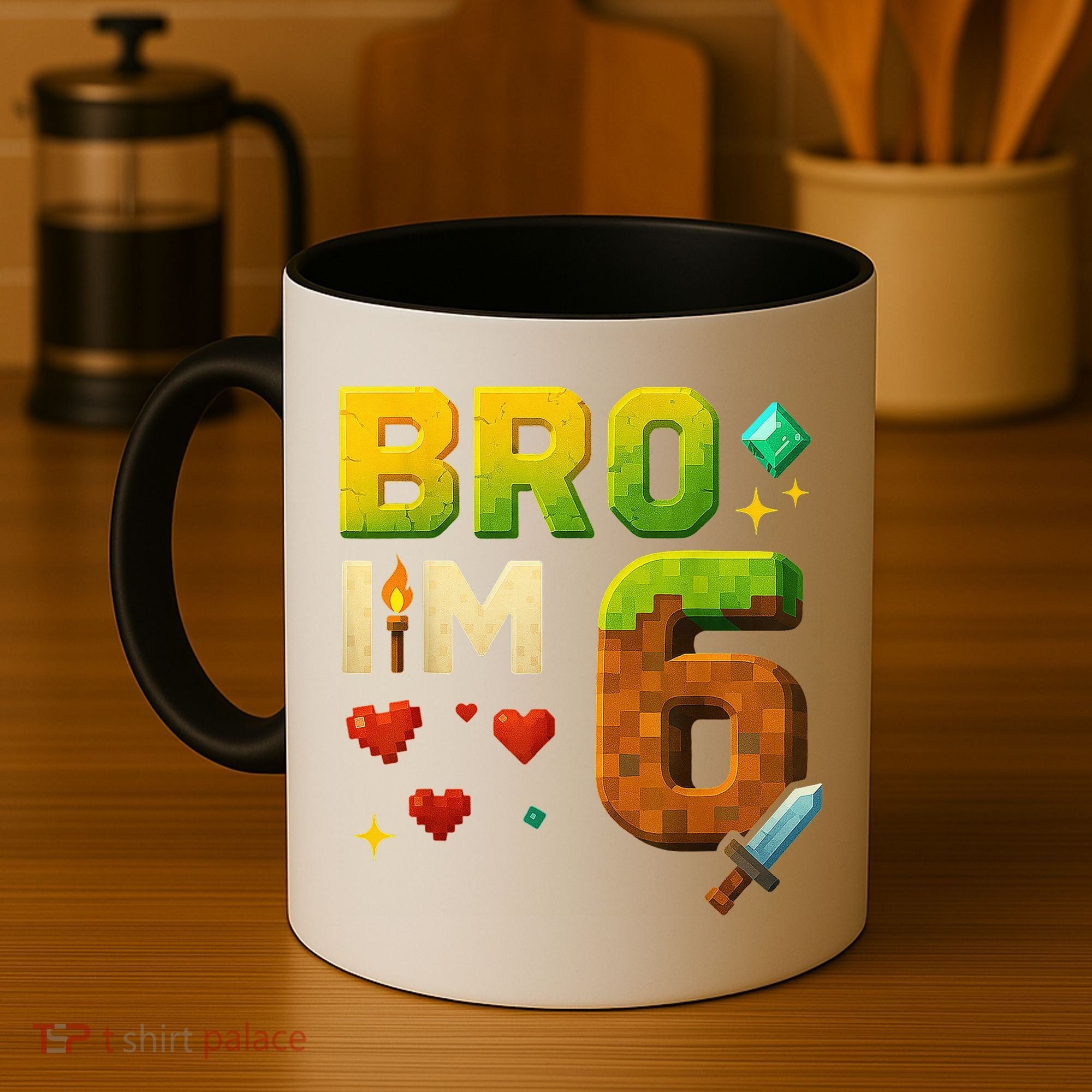 Birthday Boy 6th Birthday Bro I'M 6 Year Old Gamer Pixel Coffee Mug