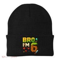 Birthday Boy 6th Birthday Bro I'M 6 Year Old Gamer Pixel Beanie thumb 0
