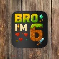 Birthday Boy 6th Birthday Bro I'M 6 Year Old Gamer Pixel Coaster thumb 0