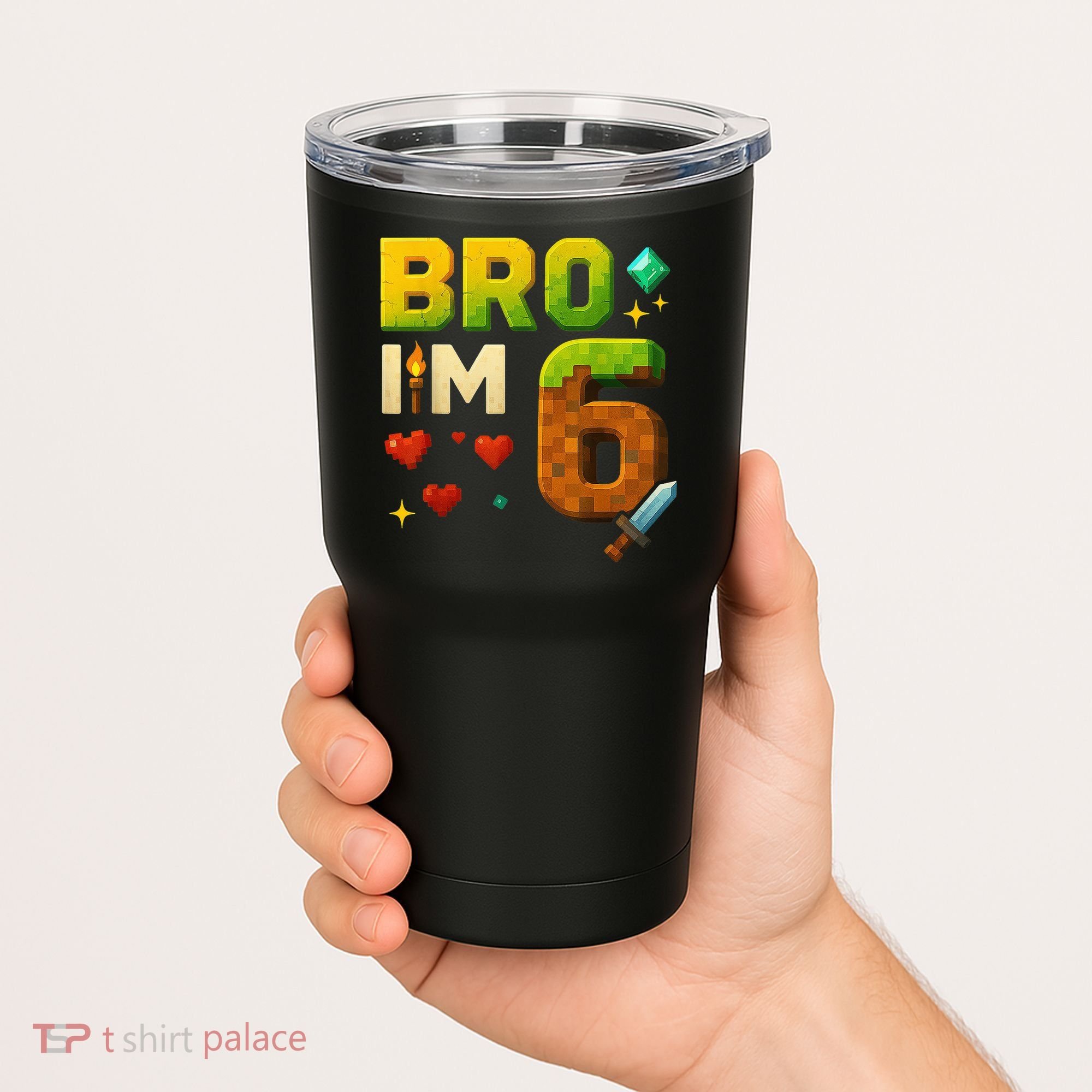 Birthday Boy 6th Birthday Bro I'M 6 Year Old Gamer Pixel Tumbler