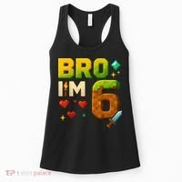 Birthday Boy 6th Birthday Bro I'M 6 Year Old Gamer Pixel Women's Tank Top thumb 0