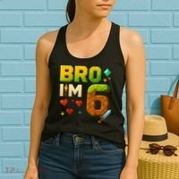 Birthday Boy 6th Birthday Bro I'M 6 Year Old Gamer Pixel Women's Tank Top thumb 2